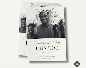 Szablon programu pogrzebowego White Rose: Celebracja życia (pobranie cyfrowe)