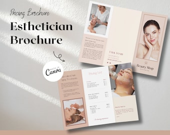 Esthetician Pricing Brochure Template: Elegant Spa Services Flyer (Canva)