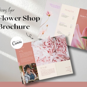 Flower Shop Trifold Brochure |  Florist Brochure Template |  Printable Floral Boutique Price List |  Flower Services Flyer Canva Template