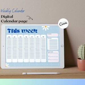 Digital Calendar Page Template, Customizable Weekly Planner, Organizational Tool, Personal and Professional Use, Canva Template
