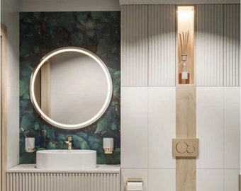 Style Glass Specchio rotondo con luce led MAJOR 80 cm, Specchio bagno protezione IP20 Made in Italy