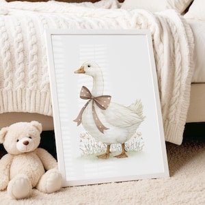 Printable picture children&#39;s room with goose digital download, children&#39;s room picture goose printable, children&#39;s room picture farm animals download