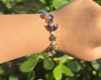 Pulsera de cuentas de luna y estrella