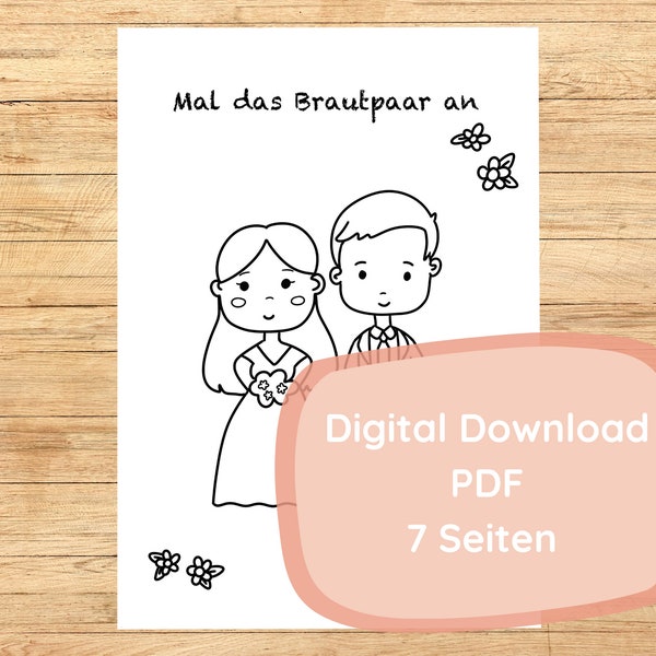 Hochzeit Ausmalbuch zum Ausdrucken | Instant Download | Kinder Beschäftigung | Kinder Tisch Idee | Gastgeschenk