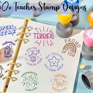 Custom Teacher Stamps Self Inking Stamp School Stamp Personalized Return Teacher Stamp for Grading Custom Stamp Teacher Stamper Round