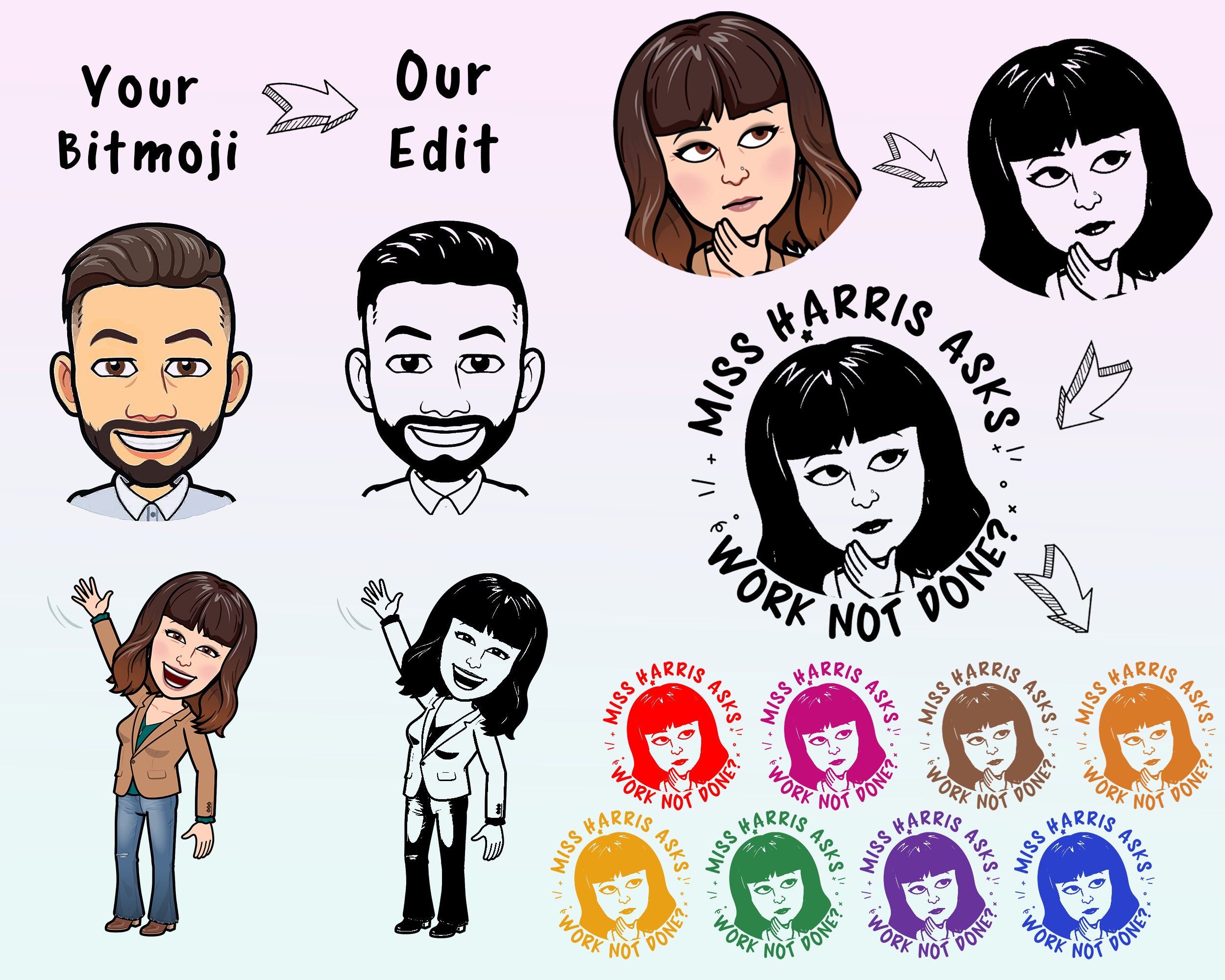 Custom Teacher Stamp Bitmoji Stamps Selfinking Face Stamp - Etsy