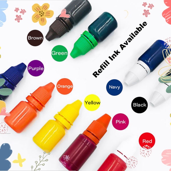 Refill Inks For Teacher Stamps 10ml/bottle Orange Pink Red Yellow Navy Black Brown Green Purple 9 Colors Available