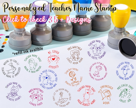 Teacher Name Stamp, Personalized Teacher Stamp, Teacher Appreciation G –  PinkPueblo