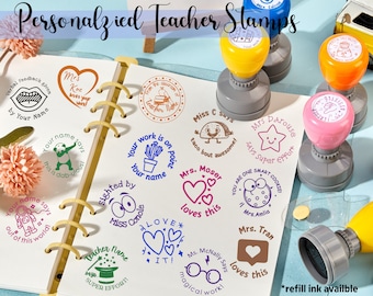 Personalized Stamps Self Inking Stamp Custom Teacher Stamps Love School Stamps Praise Reward Stamp Round Stamp Teacher Stamper Reward Stamps