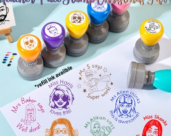 Custom Teacher Stamp Bitmoji Stamps SelfInking Face Stamp Teacher Stamp Personalize Teacher Stamps Bitmoji Stamp Teacher Gifts lehrerstempel