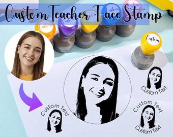 Face Stamp - Custom Teacher Stamp, Your Teaching Persona, Teacher Stamp Self-Inking Personalized Teacher Stamp Portrait Stamp Teacher Gifts