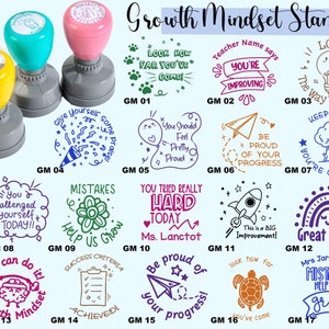 Teacher Reward Stamp Self Inking Stamp Growth Mindset Custom Teacher Stamps School Stamp Personalized Stamp Round Grading Stamp Teacher Gift