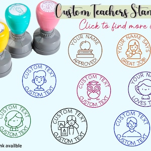 Custom Teacher Stamps Self Inking Stamp School Stamp Personalized Return Teacher Stamp for Grading Custom Stamp Teacher Stamper Round