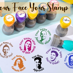 Custom Teacher Stamp, Face Stamp for Teaching Persona, Teacher Stamp Self-Inking Personalized Teacher Stamp Portrait Stamp Teacher Gifts image 1