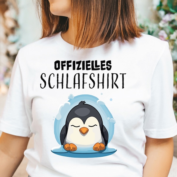 Offizielles Schlafshirt, Pinguin T-Shirt, Geschenkidee Familie Freunde, süßer Pinguin Tierliebhaber Geschenk Schlafanzug Pinguin