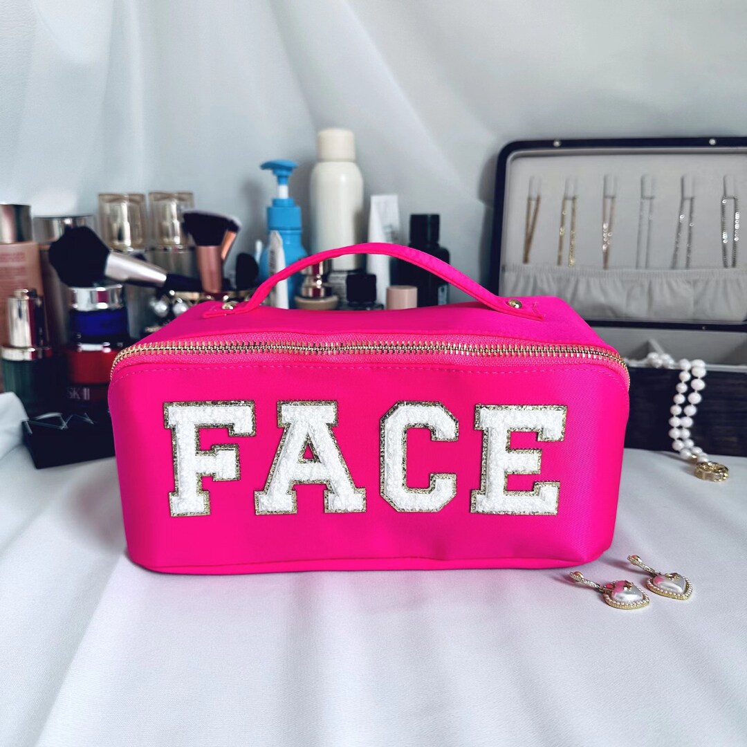 Nylon Makeup Bag,nylon face Cosmetic Bag, Monogram Bag, Initial Pouch