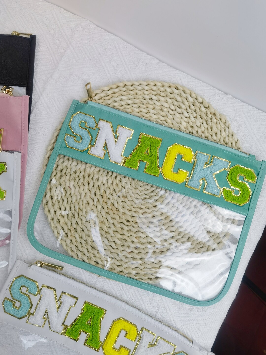 Diy Clear Nylon Cosmetic Bag DIY Customizable With Glitter Varsity