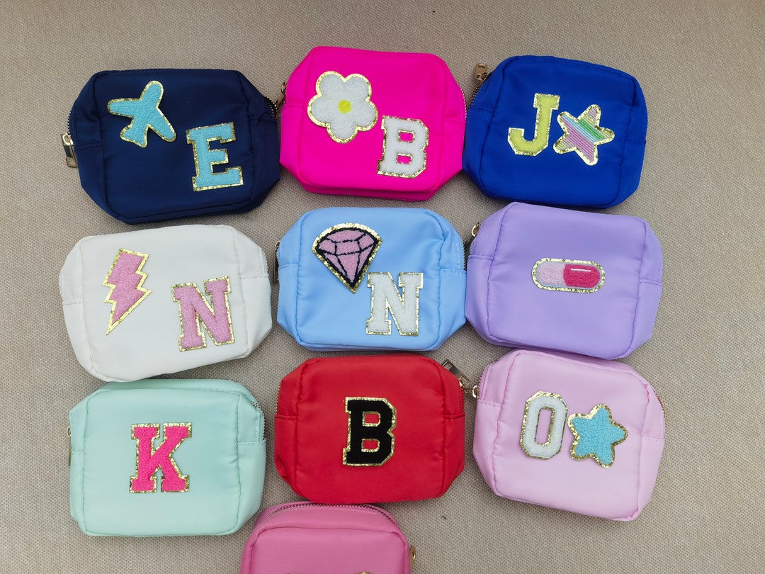 Sewn Mini Nylon Pouchcosmetic Bagdiy Customizable With Chenille