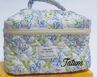 Simple Practical Flower Makeup Bag, Vintage Cosmetic Organizer, makeup bag or mini makeup bag, Toiletry Bag, Travel Case Pouch