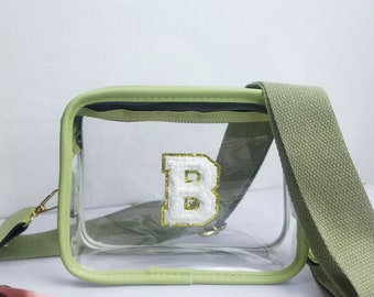 Stadium Bags, Custom clear bag, For Concert Purse, Chenille Letters, bag with Strap, Gameday bag Clear Concert purse Game day bag