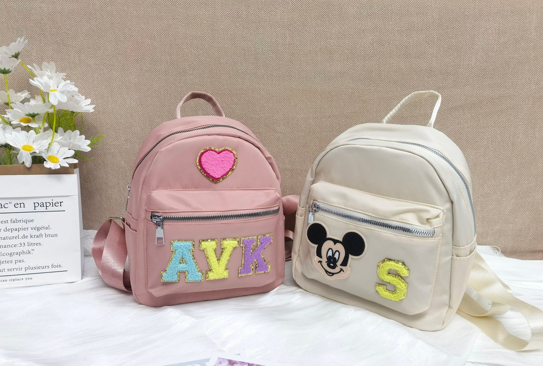 Custom Nylon Mini Toddler Backpack With Chenille Letters Personalized ...