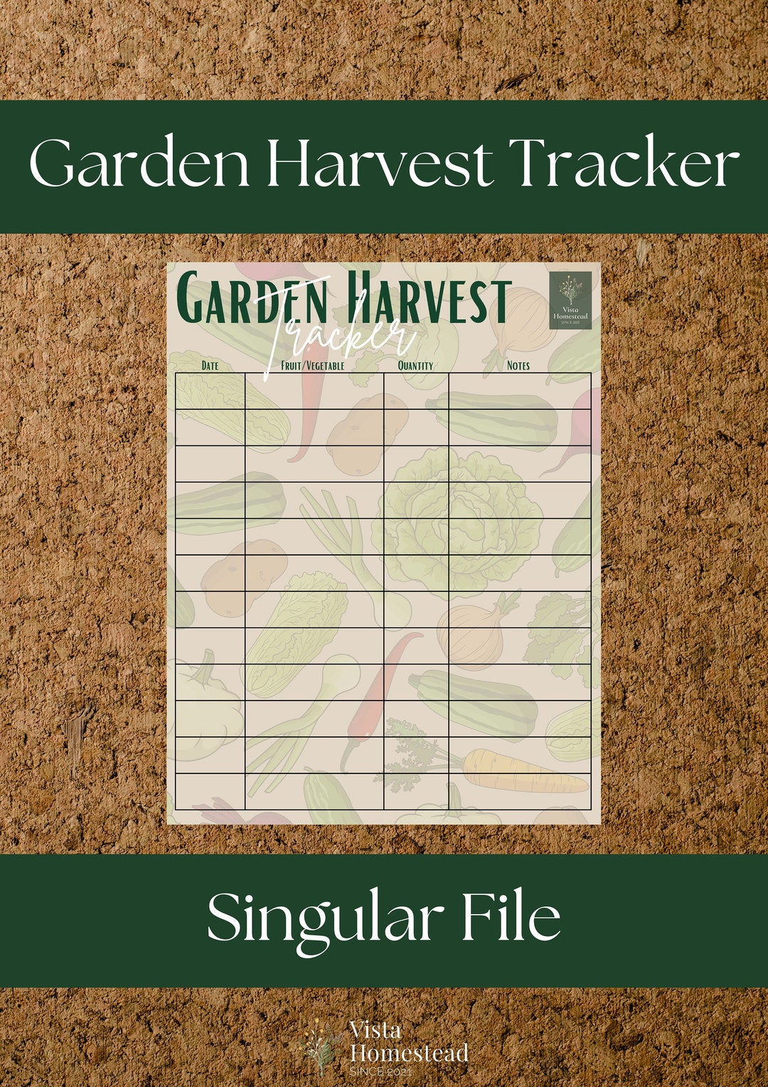 Garden Harvest Tracker Singular Planner Page - Etsy