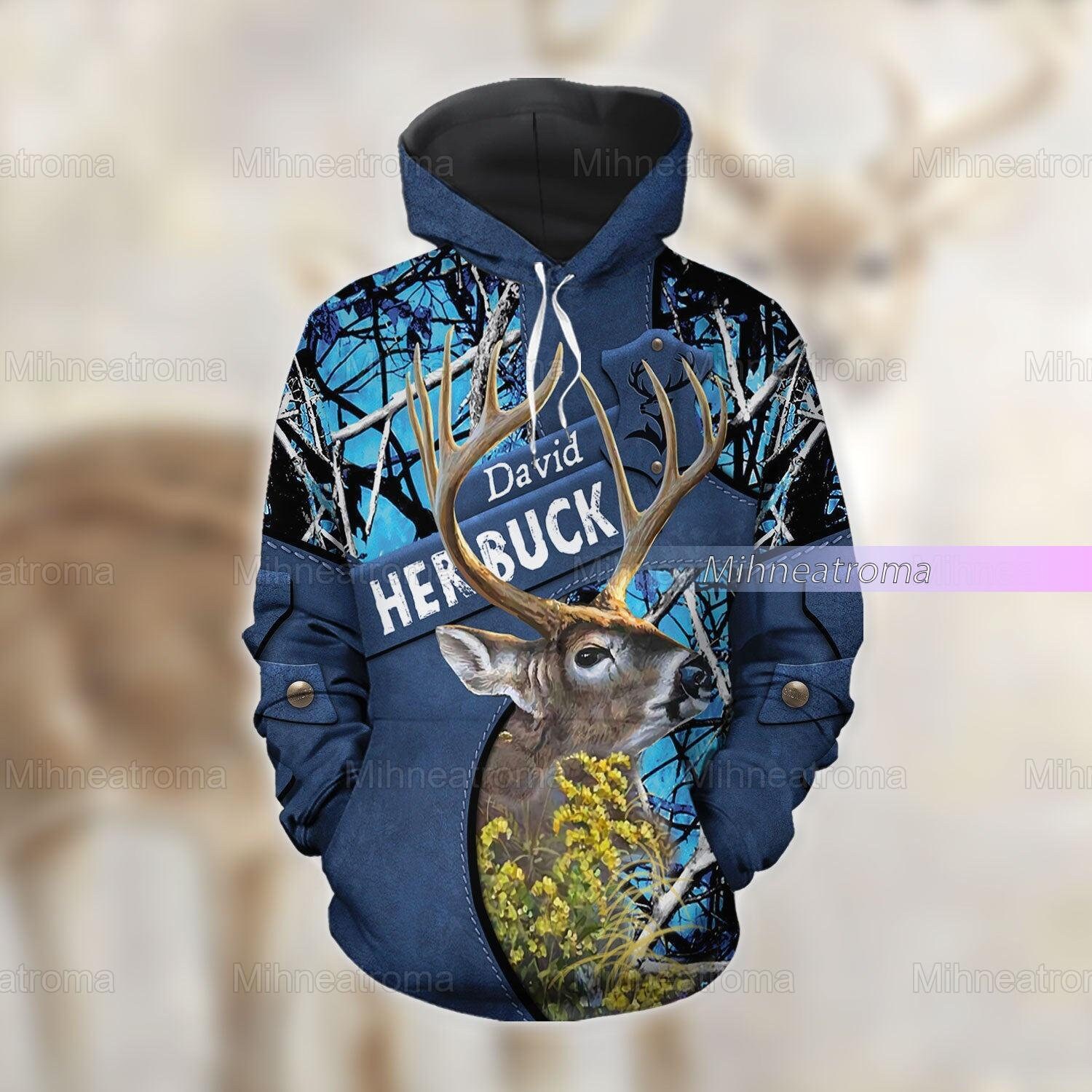 Personalized Her Buck His Doe Couple Hoodies, Deer Matching Hoodies