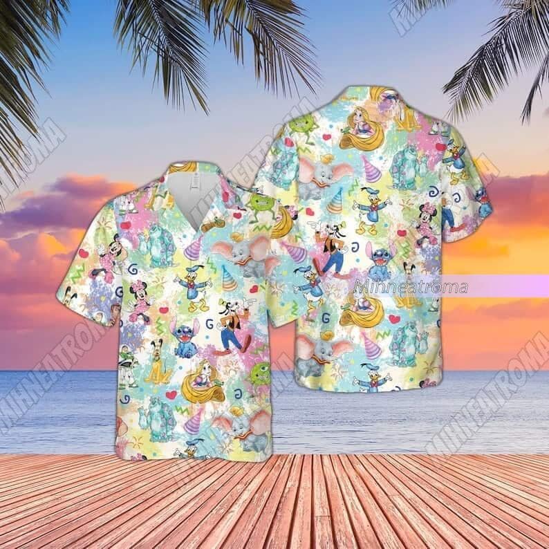 Disney Character Hawaiian Shirt, Lilo Stitch Mickey And Friend Hawaiian Shirt