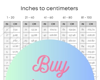 Omrekeningsgrafiek van inches naar centimeters op 1 pagina 1-100 Imperiaal naar metrisch Cheatsheet Tabel Converteer inch naar cm Centimeter in inch Hoeveel