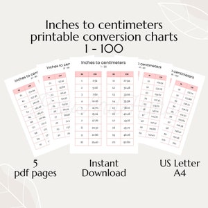 Conversion Chart Cm to Inches 