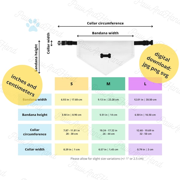Pet Collar Sizing Chart Etsy