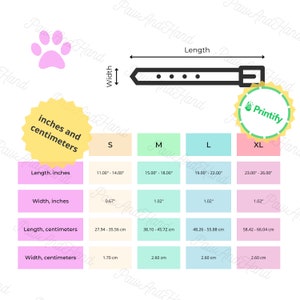 Dog Collar Size Chart In Inches And Centimeters C4 Dog Collar Sizing Guide Printify Dog Collar Sizez Dimensions Pet Accessories POD Sizes