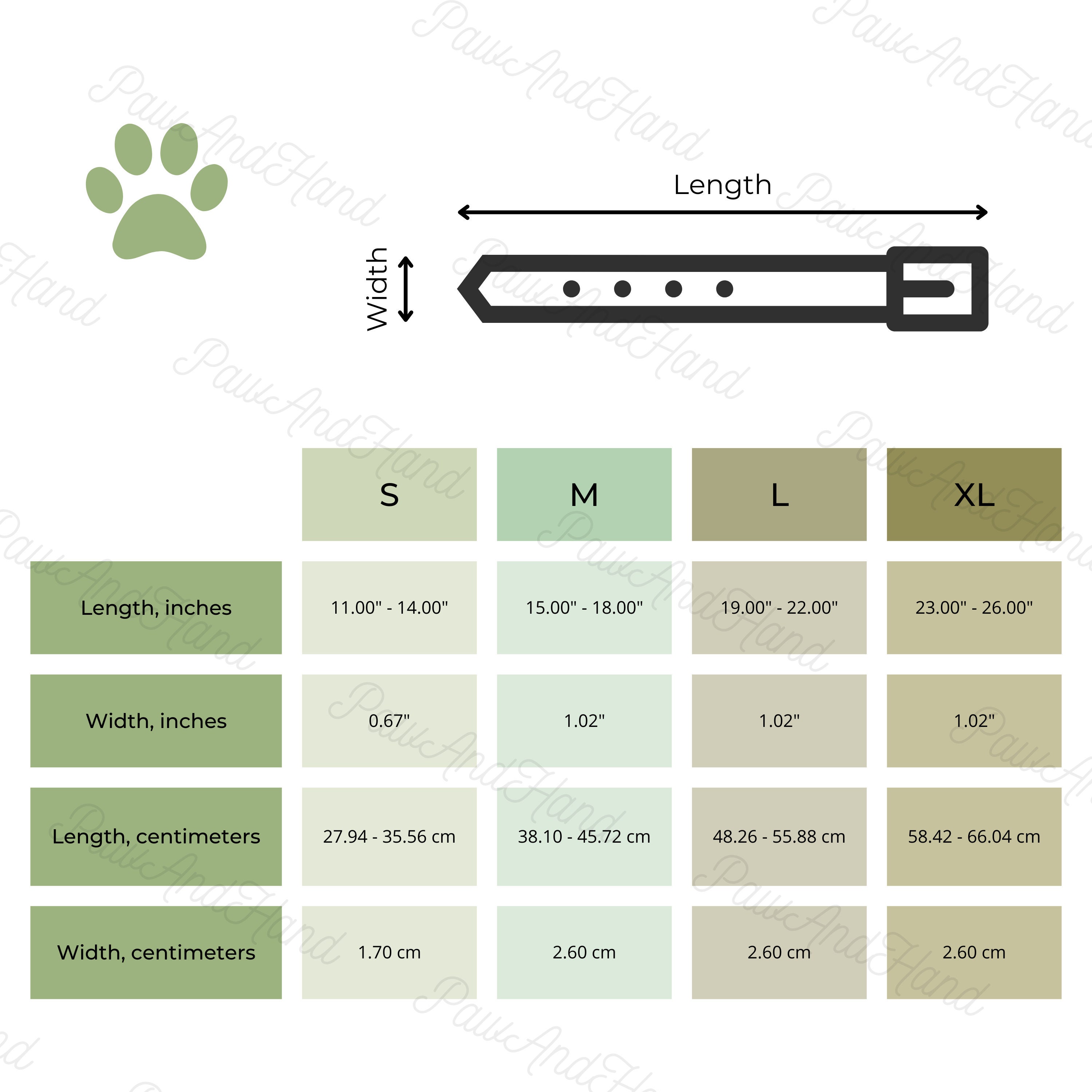 Dog Collar Size Chart in Inches and Centimeters C4 Dog Collar Sizing