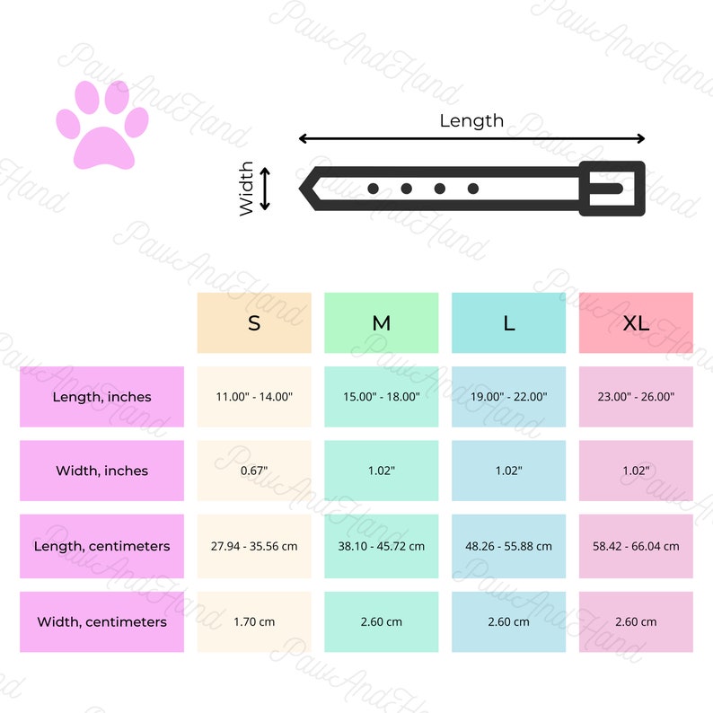 Dog Collar Size Chart in Inches and Centimeters C4 Dog Collar Sizing