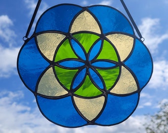 Stained Glass Seed of Life Suncatcher, Wall Hanger, Ornament, Decoration, Gift