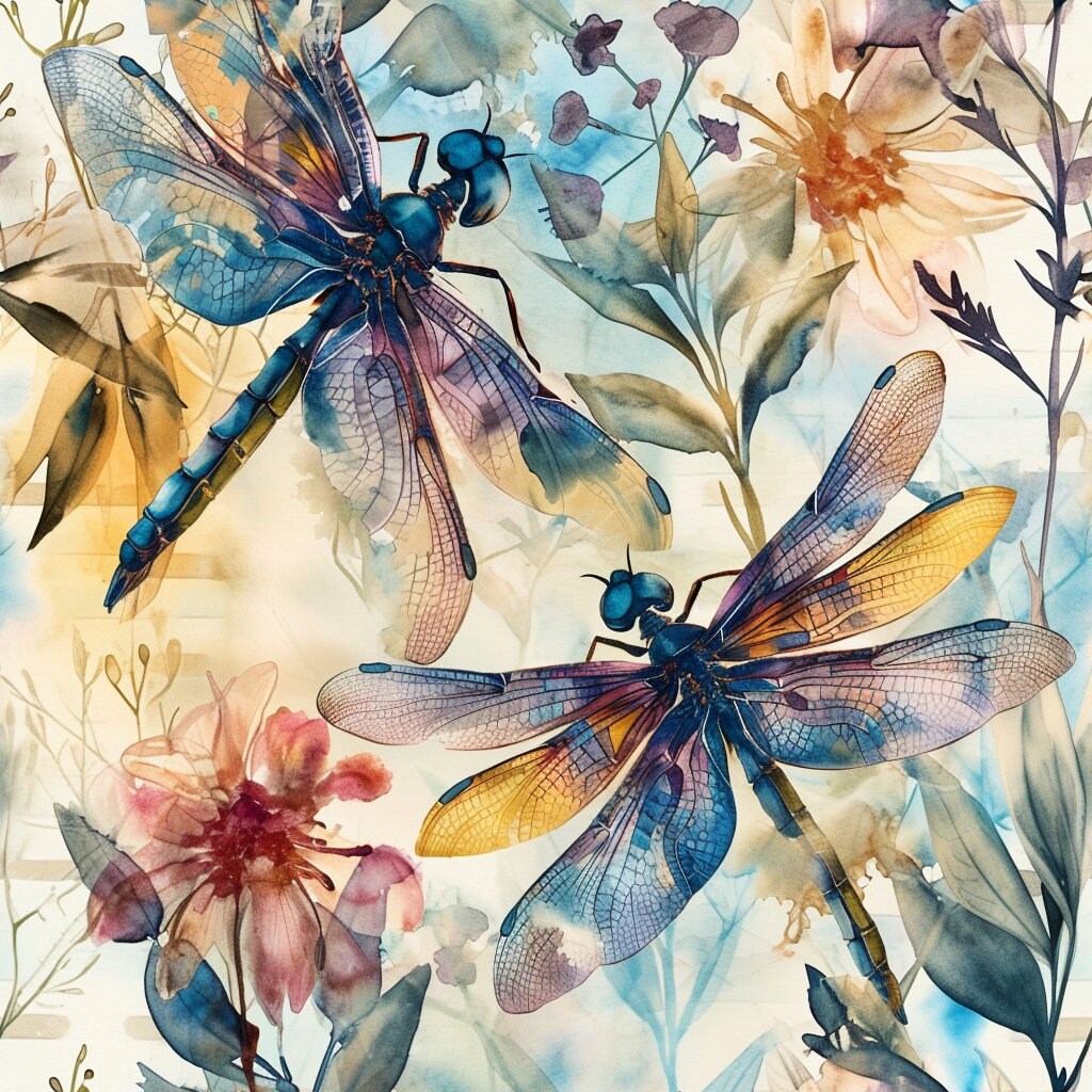 SEAMLESS Digital Paper, Dragonflies, William Morris Inspired ...