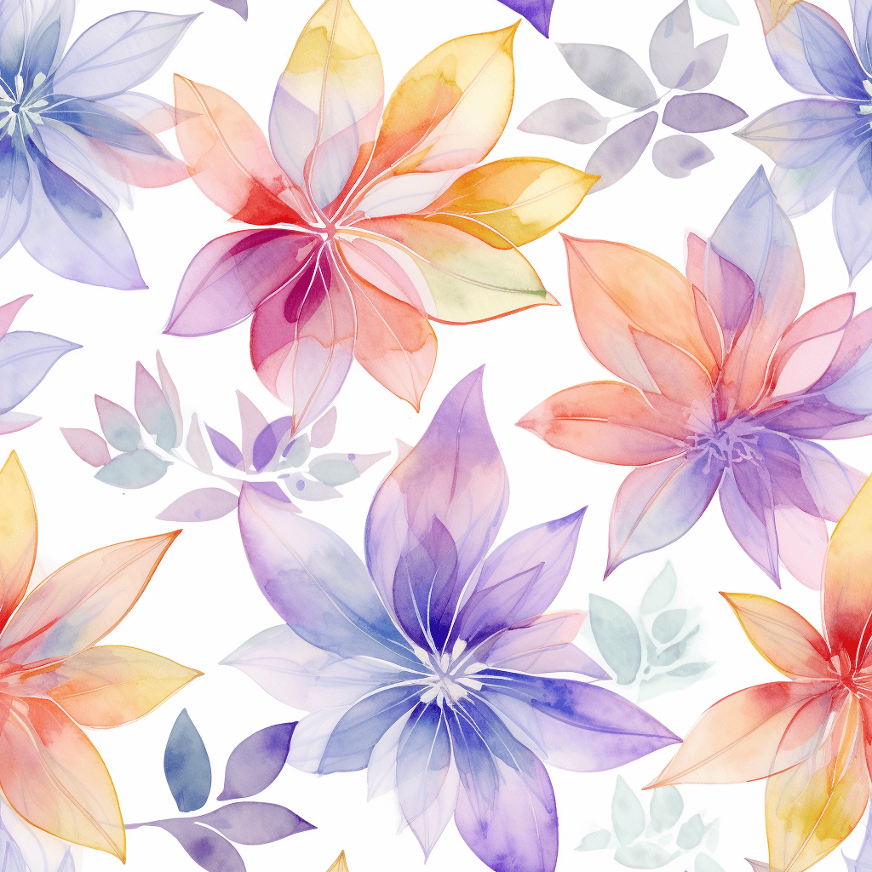Colorful Mystic Harlequin Style, Digital Paper Translucent Watercolor ...