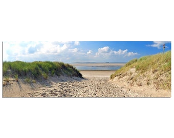 Strandlandschaft mit Dünenweg und Meeresblick im Querformat - Wandbild auf Forex für eine entspannte Atmosphäre