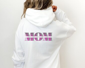 Muttertag Geschenk mit Namen, MOM Hoodie personalisierbar, Shirt Mama individuell, Hoodie mit Reißverschluß