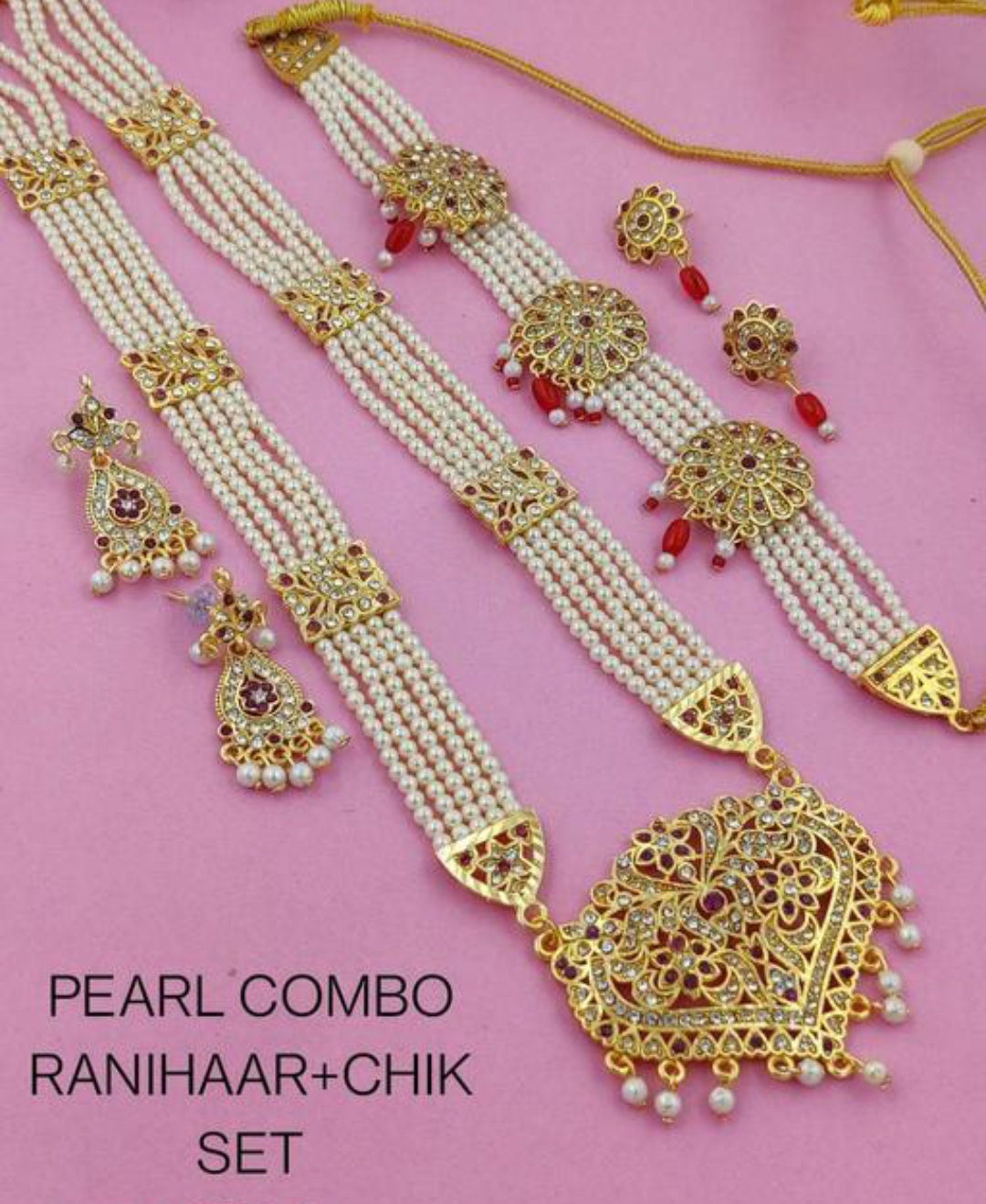 Elegant Gold Plated Jewellery Set for Women and Girls,ranihar Set and