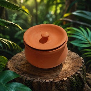 Bio-Ton-Dahi-Handi, traditionelle Mitti-Handi, 500g-Quarktopf, handgefertigter brauner Tontopf, indische Küchenkeramik, Joghurtaufbewahrungstopf.