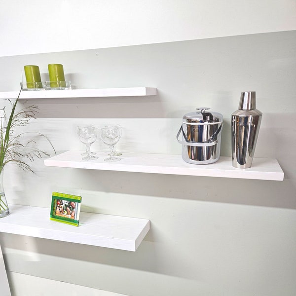 Solid White 150mm Floating Shelves - 32mm x 150mm deep - Ideal for Bathrooms Kitchens or Bedrooms. Quality remains after price is forgotten.
