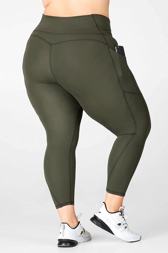 Women's High Rise Pants, Fully Stretchable Ankle Length Slim Fit Yoga  Workout Gym Tights Pants With Pockets for Girl, Green Women Yoga Pants 