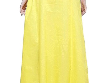 Indian Shapewear For Saree, Cotton Straight Women Petticoats, Ladies Saree Underskirt, Bright Yellow long Pencil Skirts for Saree Women Wear