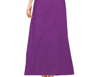 Readymade Petticoat for Saree, Indian Petticoat with Drawstring Purple Women Cotton Straight Petticoat, Women Saree Shapewear