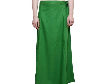 Green Shapewear for Saree, Cotton Long Straight Women Petticoat, Saree Silhouette for Saree Shaper, Indian Ready to Wear Pencil Skirt Saree
