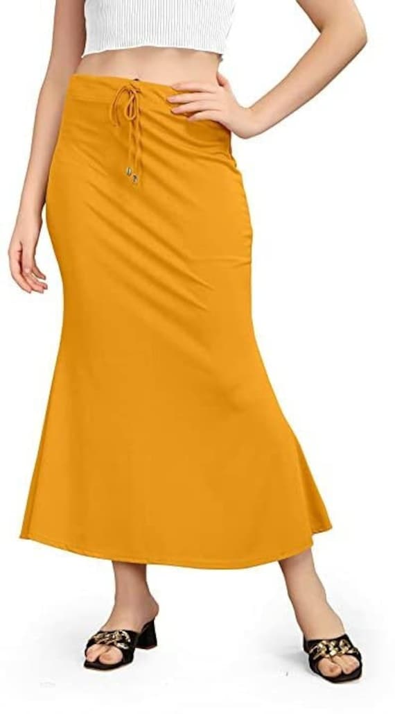 Breathable Lycra Cotton Shapewear, Mustard Yellow Women's Saree