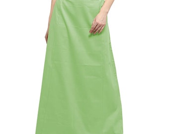 Enagua con cordón para mujer, enagua recta de algodón para mujer verde pista, ropa moldeadora saree para mujer, enagua confeccionada para saree