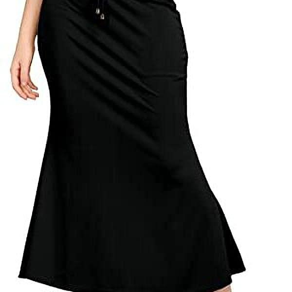 Saree Silhouette Enhancer Shaper, Black Women's Cotton Blend Saree Shapewear Petticoat, Cotton Women's Saree Petticoat, Saree Silhouette
