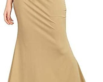 Beige Women's Cotton Blend Saree Shapewear Petticoat, Saree Silhouette Shapewear, Women's flared Underskirts, Women Mermaid Underskirt,